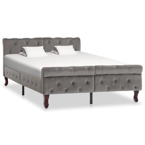 vidaXL Bedframe fluweel grijs 120x200 cm, Huis en Inrichting, Slaapkamer | Bedden, Nieuw, Verzenden