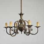 Kroonluchter - Volute - Hout, Messing - Zes versierde armen., Antiek en Kunst