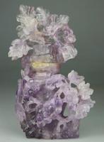 Vase Sculpte - Sculpture Fleurs Fruits - Fluorite Amethyste
