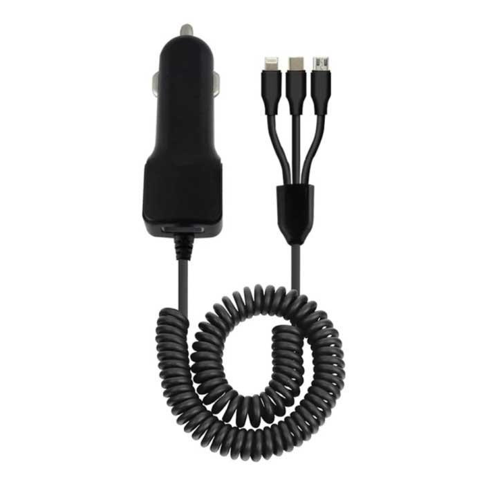3 in 1 USB Autolader/Carcharger voor iPhone Lightning /, Telecommunicatie, Mobiele telefoons | Toebehoren en Onderdelen, Nieuw