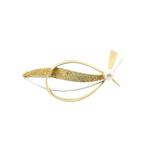 Bicolor gouden broche met parel (witgoud, modern, geelgoud), Handtassen en Accessoires, Broches, Gebruikt, Overige kleuren, Ophalen of Verzenden