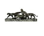 Michel Decoux - Sculpture, Art Deco, Vrouw met panters L. 65, Antiquités & Art