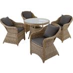 tectake Wicker zitgroep Zürich 4+1 met aluminium frame - nat, Tuin en Terras, Tuinsets en Loungesets, Verzenden, Nieuw
