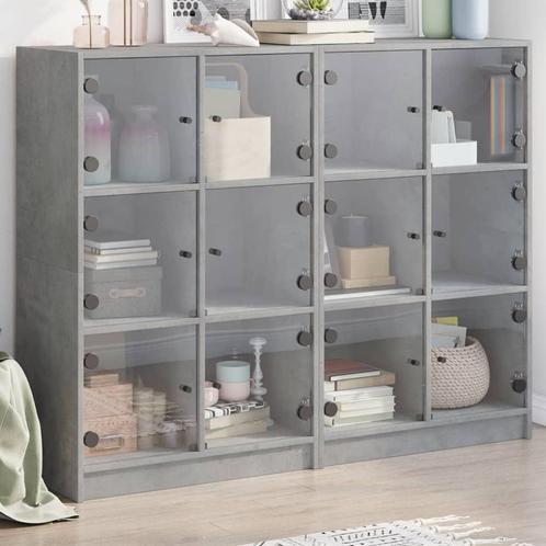 vidaXL Boekenkast met deuren 136x37x109 cm bewerkt hout, Huis en Inrichting, Kasten | Dressoirs, Nieuw, Verzenden
