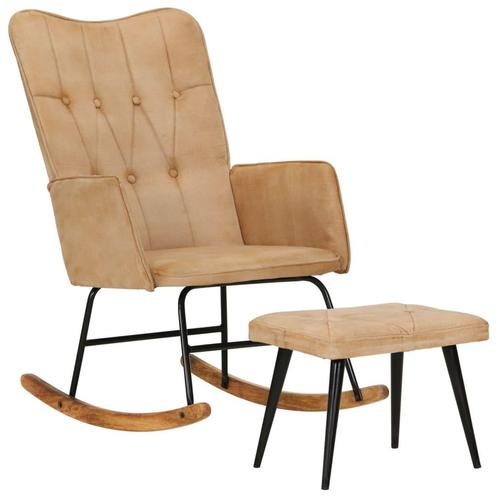 vidaXL Schommelstoel met voetensteun in vintage stijl canvas, Huis en Inrichting, Stoelen, Nieuw, Verzenden