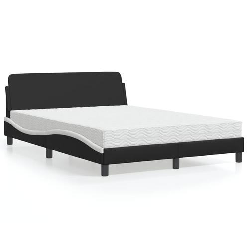 vidaXL Lit avec matelas noir et blanc 140x200 cm, Maison & Meubles, Chambre à coucher | Lits, Neuf, Envoi