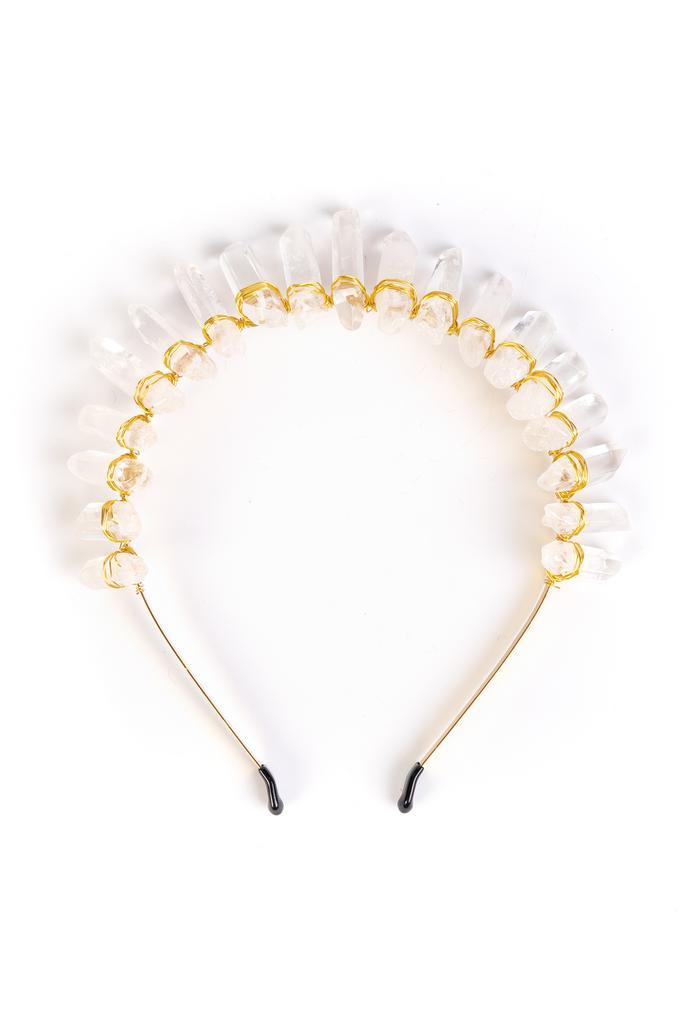 Haarband Bergkristal Goud Helder Kristal Diadeem Fantasy Elf, Kleding | Dames, Carnavalskleding en Feestkleding, Nieuw, Ophalen of Verzenden