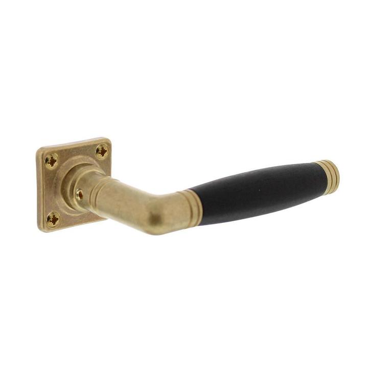 Deurklink Ton 222 met rozet messing getrommeld/ebbenhout, Doe-het-zelf en Bouw, Hang- en Sluitwerk, Klink of Kruk, Nieuw, Koper of Messing