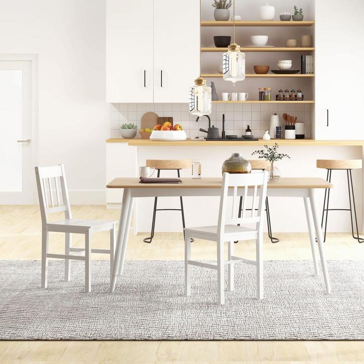 eetkamerstoel - Nordic Living - Houten frame - Wit, Huis en Inrichting, Stoelen, Wit, Nieuw, Stof, Ophalen of Verzenden