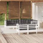 vidaXL Salon de jardin 7 pcs avec coussins blanc bois de, Salons de jardin, Neuf, Verzenden