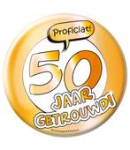 Button 50 jaar Getrouwd 10,2cm, Verzenden, Nieuw