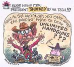 Pentekening Amerika - Oneindige pistolen (lijst optie), Antiek en Kunst, Verzenden