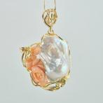 Koraal - Zilver, Verguld - Ketting met hanger - Roze koraal, Verzamelen, Mineralen en Fossielen