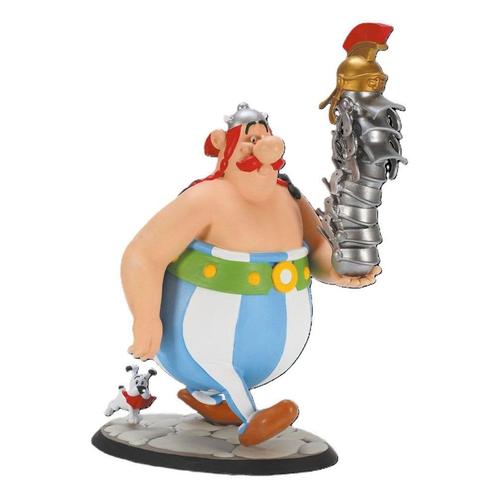 Asterix Beeld Obelix met een Toren Helmen en Idefix 21 cm, Collections, Personnages de BD, Enlèvement ou Envoi