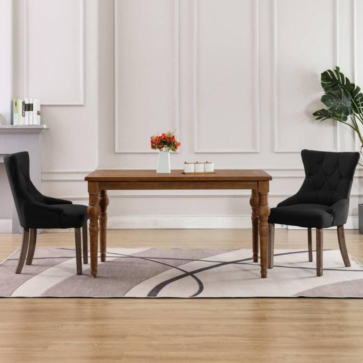 vidaXL Eetkamerstoelen 2 st stof zwart, Huis en Inrichting, Stoelen, Nieuw, Verzenden