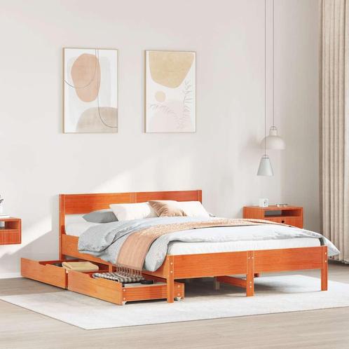 vidaXL Bed met matras massief grenenhout wasbruin 140x190 cm, Huis en Inrichting, Slaapkamer | Bedden, Nieuw, Verzenden