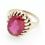 Ring - 14 karaat Geel goud Robijn, Handtassen en Accessoires, Ringen, Nieuw