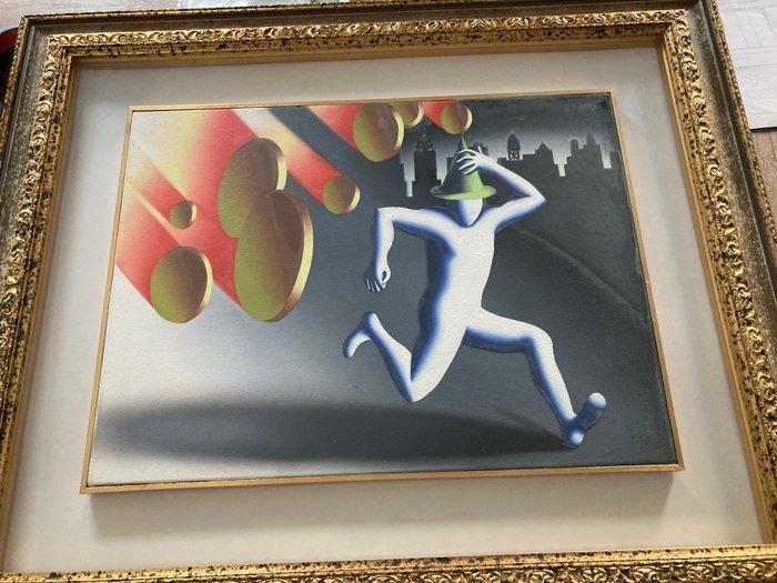 Mark Kostabi (1960) - Running with the money, Antiek en Kunst, Kunst | Schilderijen | Modern