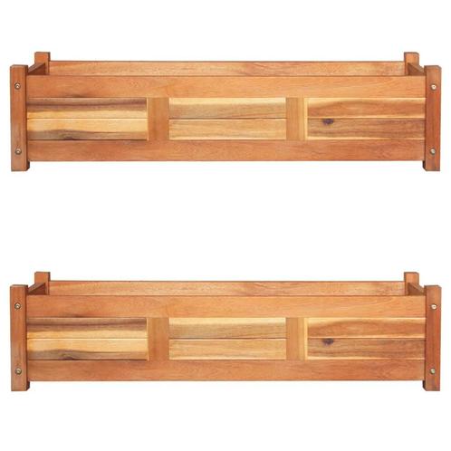 vidaXL Plantenbakken verhoogd 2 st 100x30x25 cm acaciahout, Tuin en Terras, Bloempotten, Nieuw, Verzenden