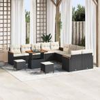 vidaXL Tuinbank Set met kussen met opslag 13 pcs Zwart Poly, Tuin en Terras, Verzenden, Nieuw
