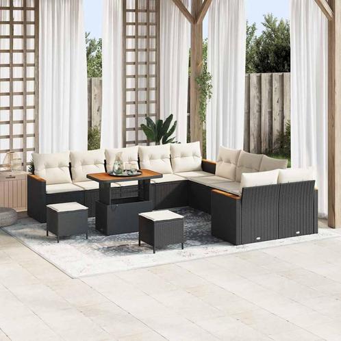 vidaXL Tuinbank Set met kussen met opslag 13 pcs Zwart Poly, Tuin en Terras, Tuinsets en Loungesets, Nieuw, Verzenden
