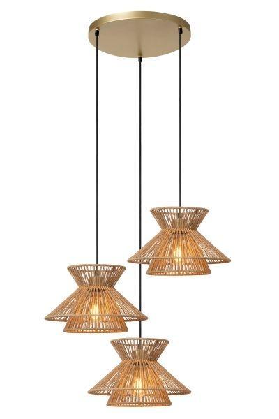 Hanglamp Lucide TASMAN -  - 3xE27 - Naturel -, Maison & Meubles, Lampes | Suspensions, Envoi