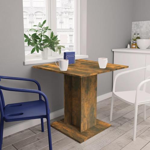 vidaXL Eettafel 80x80x75 cm bewerkt hout gerookt eiken, Maison & Meubles, Tables | Tables à manger, Envoi