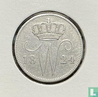 Nederland 25 cent 1824, Postzegels en Munten, Munten | Nederland, Losse munt, 5 cent, Goud, Zilver, Verzenden