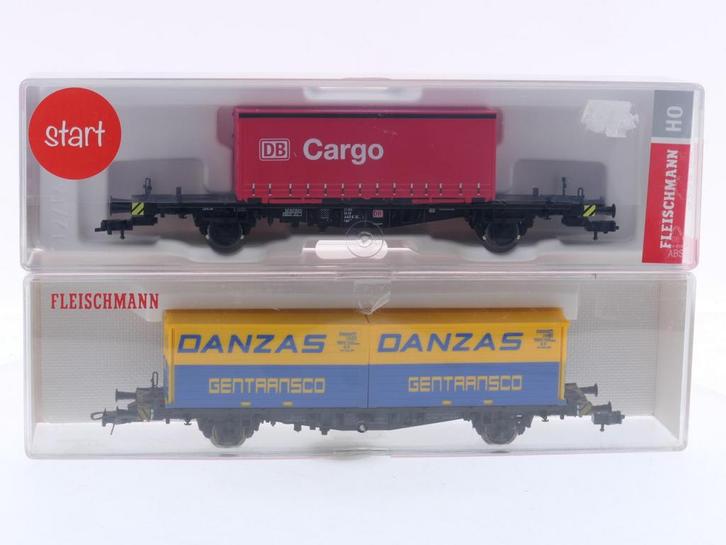 Schaal H0 Fleischmann 5233 en 5234 02 set van 2 container..., Hobby en Vrije tijd, Modeltreinen | H0, Gelijkstroom, Analoog, Zo goed als nieuw