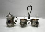 Antiek zilver mosterdpotje en zout en peperstel - Wolfers -, Antiquités & Art, Antiquités | Argent & Or