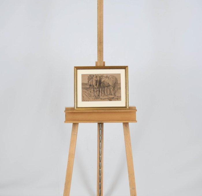 Willem Hendrik van der Nat (1864–1929) - Paarden op het land, Antiek en Kunst, Kunst | Schilderijen | Klassiek