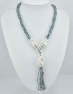 Zilver - Halsketting - Rutielkwarts en parels, Antiek en Kunst