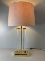 Lampe de table - Laiton, Plexiglas - Deux cylindres en