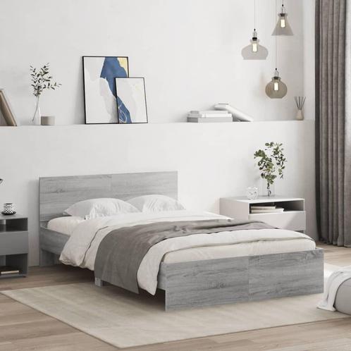 vidaXL Bedframe met hoofdeinde grijs sonoma eikenkleurig, Huis en Inrichting, Slaapkamer | Bedden, Nieuw, Verzenden
