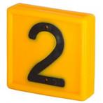 Nummerblok, 1-cijferig, geel om in te schuiven (cijfer 2) -