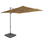 vidaXL Parasol met draagbare voet taupe, Tuin en Terras, Verzenden, Nieuw