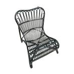 Rotan loungestoel hout riet zwart 800x800x880 mm, Ophalen of Verzenden, Nieuw in verpakking