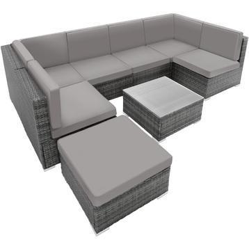 tectake Wicker zitgroep Venetië - grijs, Tuin en Terras, Verzenden, Nieuw