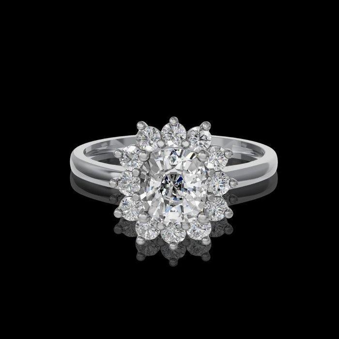Ring - 14 karaat Witgoud - 2.24ct. tw. Diamant (Lab-grown) -, Handtassen en Accessoires, Ringen