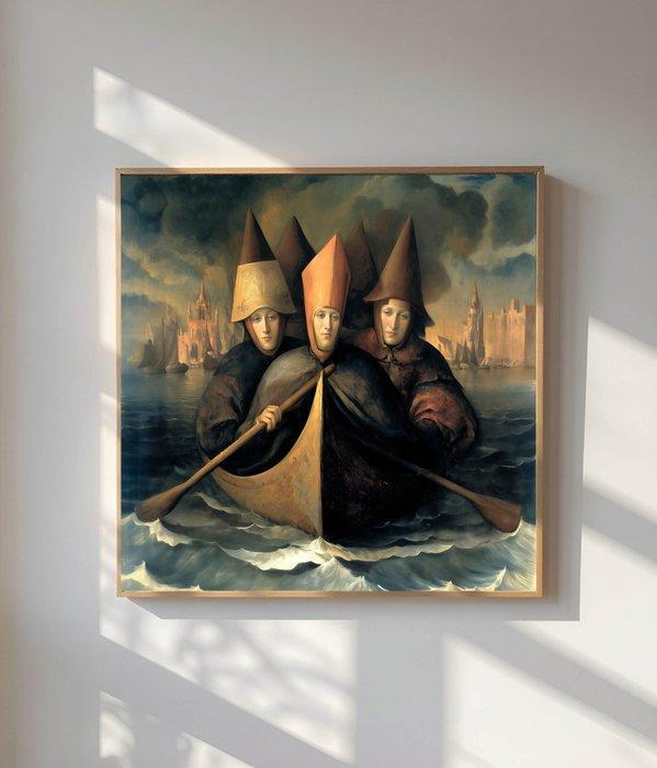 Le Yack - The Venetian Oarsmen - Hand signed, Antiek en Kunst, Kunst | Designobjecten