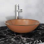 vidaXL Wasbak gehard glas 42 cm bruin, Doe-het-zelf en Bouw, Verzenden, Nieuw