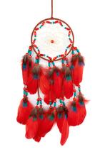 Dromenvanger Rood Blauw Dreamcatcher Veren Macramé Bohemian, Ophalen of Verzenden, Nieuw