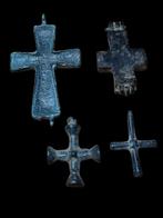 Byzantijns Brons, Very Interesting Lot of 4 Pcs Hanger, Handtassen en Accessoires, Antieke sieraden