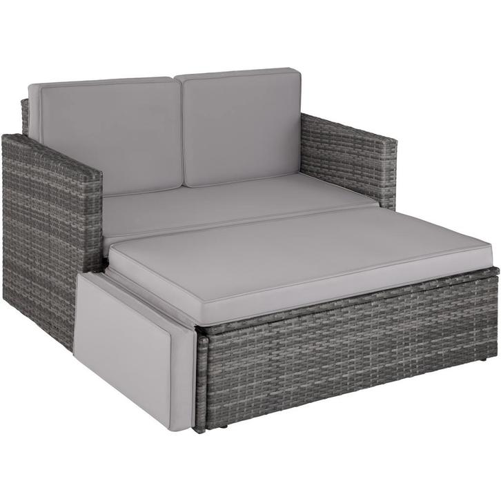 tectake Wicker loungesofa Corfu - grijs, Tuin en Terras, Tuinsets en Loungesets, Verzenden