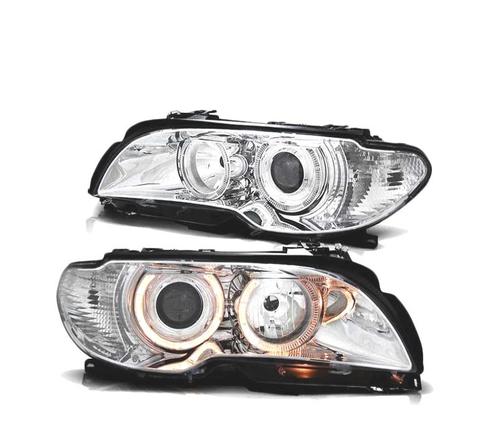 Phares Pour Bmw E46 03-06 Coupé Cabrio Angel Eyes Chromé, Auto-onderdelen, Verlichting, Verzenden
