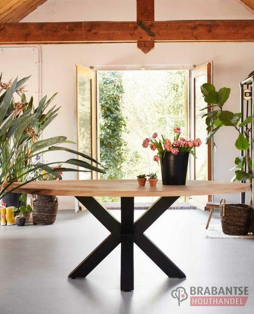 Eiken eettafel | boomstamtafel | NIEUW Visgraattafels, Huis en Inrichting, Tafels | Eettafels, 150 tot 200 cm, 200 cm of meer