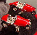 Classical 925 Rolled Silver en rode emaille paar vintage, Antiek en Kunst, Antiek | Zilver en Goud