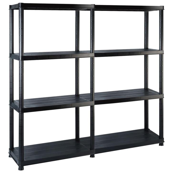 vidaXL Opbergrek 4-laags 122x30,5x130 cm kunststof zwart, Huis en Inrichting, Kasten | Stellingkasten, Nieuw, Verzenden