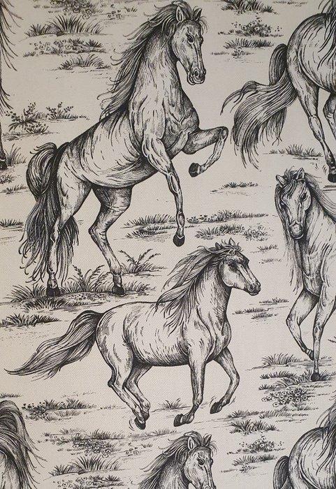 Uitsluitend ruiterweefsel met snel te paard in zwart-wit -, Antiek en Kunst, Antiek | Tapijten, Tafelkleden en Textiel