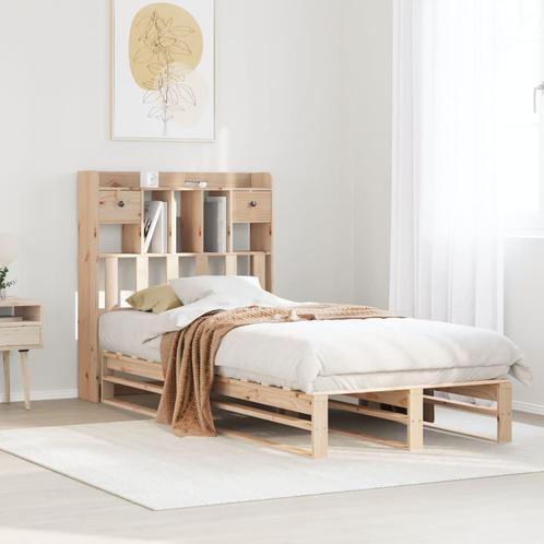 vidaXL Bed met boekenkast zonder matras massief grenenhout, Huis en Inrichting, Slaapkamer | Bedden, Nieuw, Verzenden